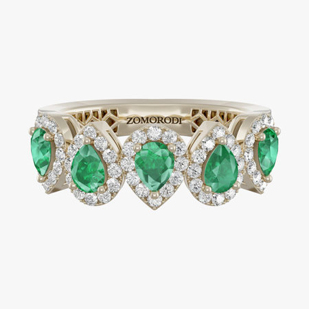 Five Pear-Cut Diamond Jewelry Ring